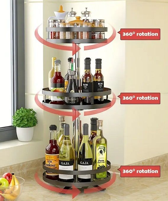 Ραφιέρα οργάνωσης κουζίνας περιστρεφόμενη τριώροφη - 11903 - 114012 - Image 2