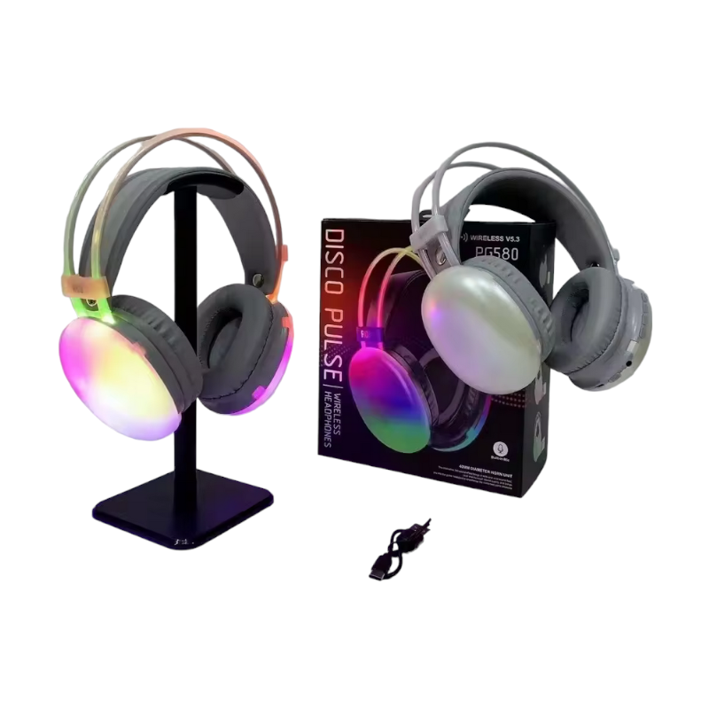 Ασύρματα ακουστικά Bluetooth LED Headphones PG580 RGB 212058 - Image 2