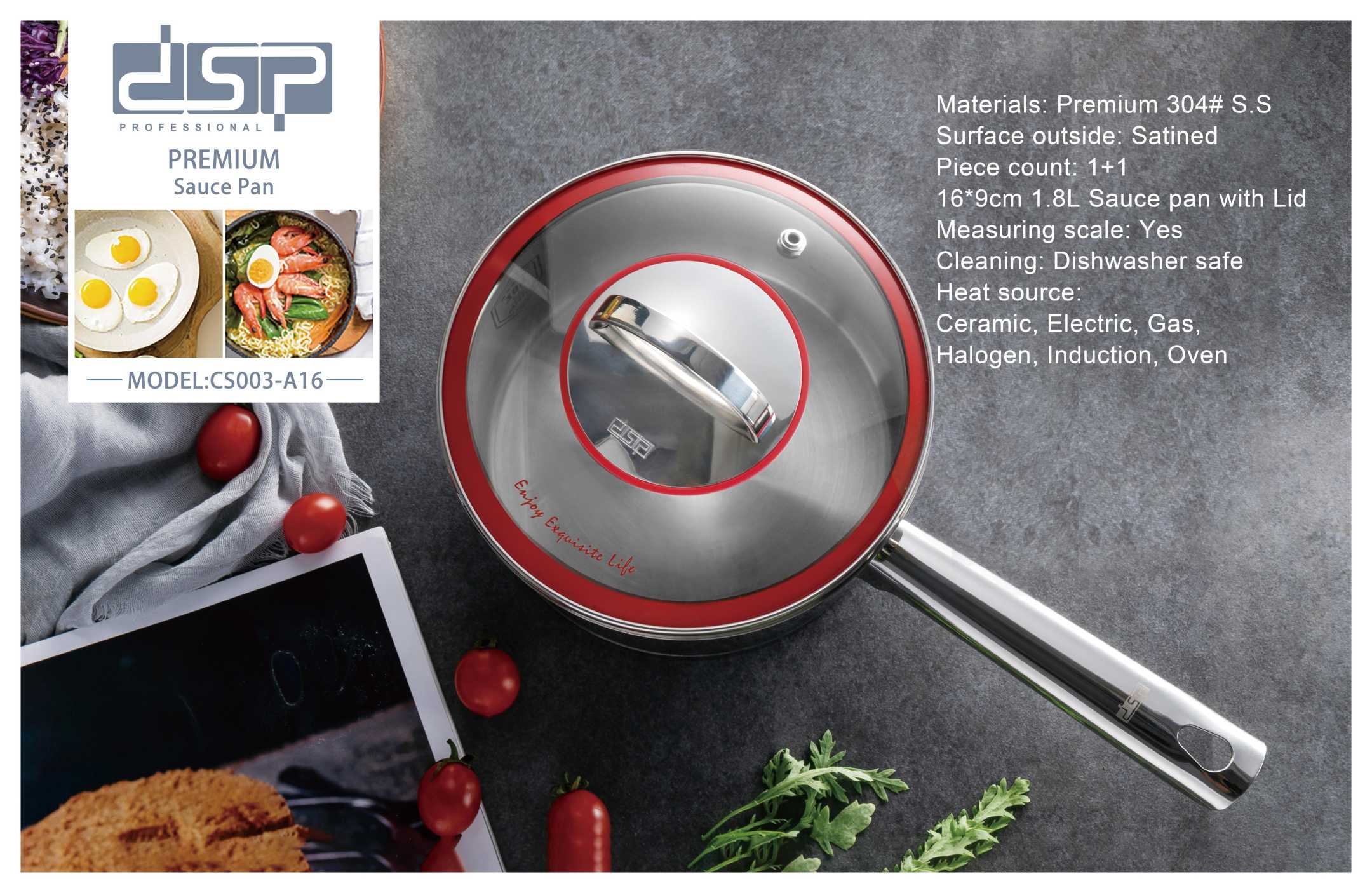 Γαλατιέρα ανοξείδωτη με καπάκι - 1.8L - CS003-A16 - DSP - 560683 - Image 2