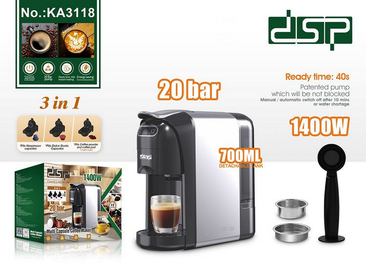 Μηχανή Espresso για κάψουλες & αλεσμένο καφέ - KA3118 - DSP - 616638 - Image 5
