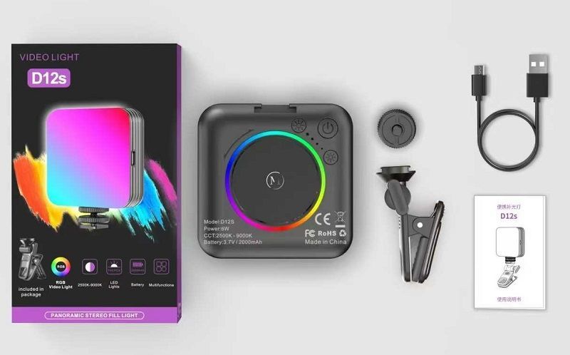 Επαναφορτιζόμενος φακός κάμερας LED - Multicolor - D12S - 812914 - Image 3