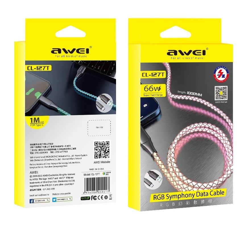Καλώδιο φόρτισης & data με φωτισμό - Fast Charge - Type-C - CL-127T - 66W - AWEI - 887868 - Image 5
