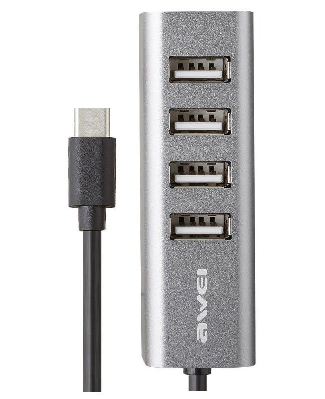 Αντάπτορας USB 2.0 Hub με 4 θύρες - Type-C - CL-122T - AWEI - 888070 - Image 2