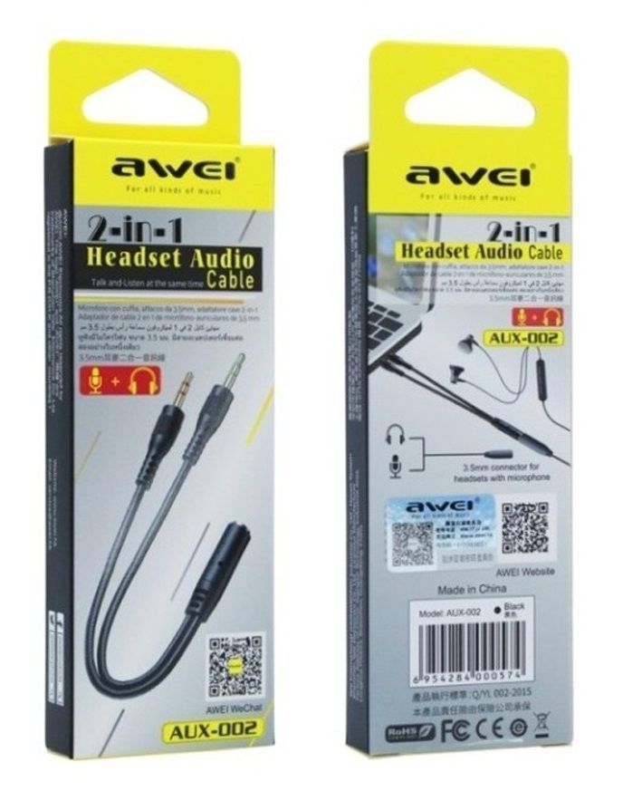 Αντάπτορας Female 3.5mm Jack σε Male Audio & Microphone Jack 3.5mm - AUX-002 - AWEI - 888124 - Image 2
